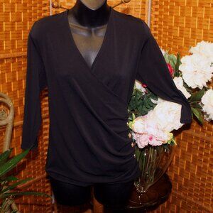 Cable & Gauge  Brass Button Faux Wrap Top